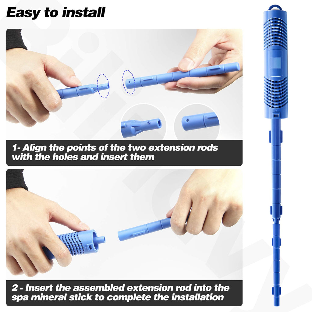 Bilinavy Spa in-Filter Mineral Sticks Parts for Hot Tub Filter Cartridge, Last for 4 Months, Blue, 2PCS