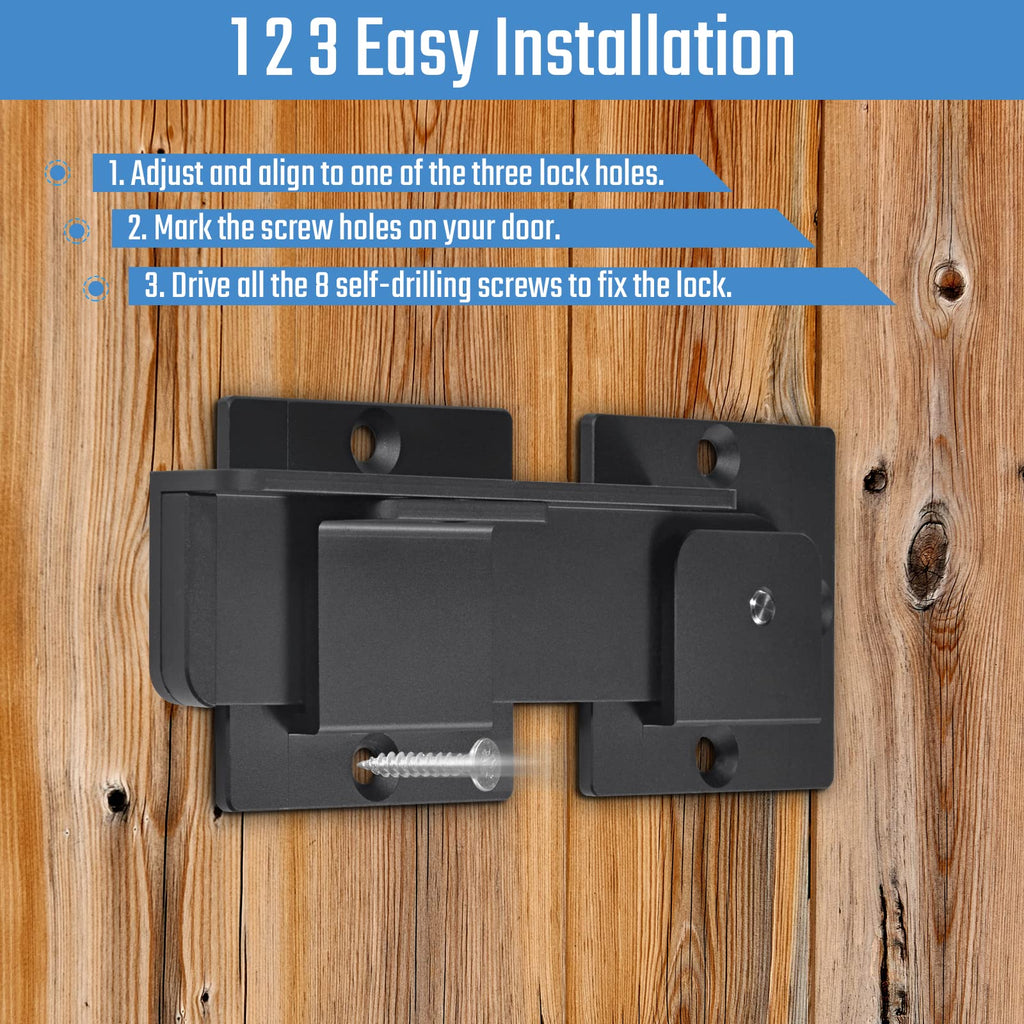 Steinwhale 7.5" Flip Gate Latch Lock with Padlock Holes, 4mm Heavy Duty Aluminum Alloy Door Latch for Outdoor Wooden Fence, Swing and Sliding Open Gate, Double Gate, Barn Door, Shed, Vinyl Fence, Yard