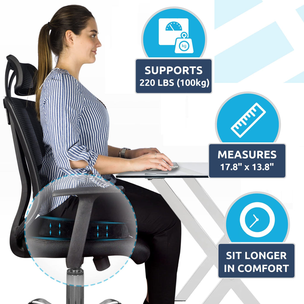 Ergonomic Innovations Office Chair Cushions, Comfort Supportive Gel Seat Cushion for Desk Chair, Car Seat Cushion for Car Driving, Pressure Relief Seat Cushion for Tailbone Pain Relief