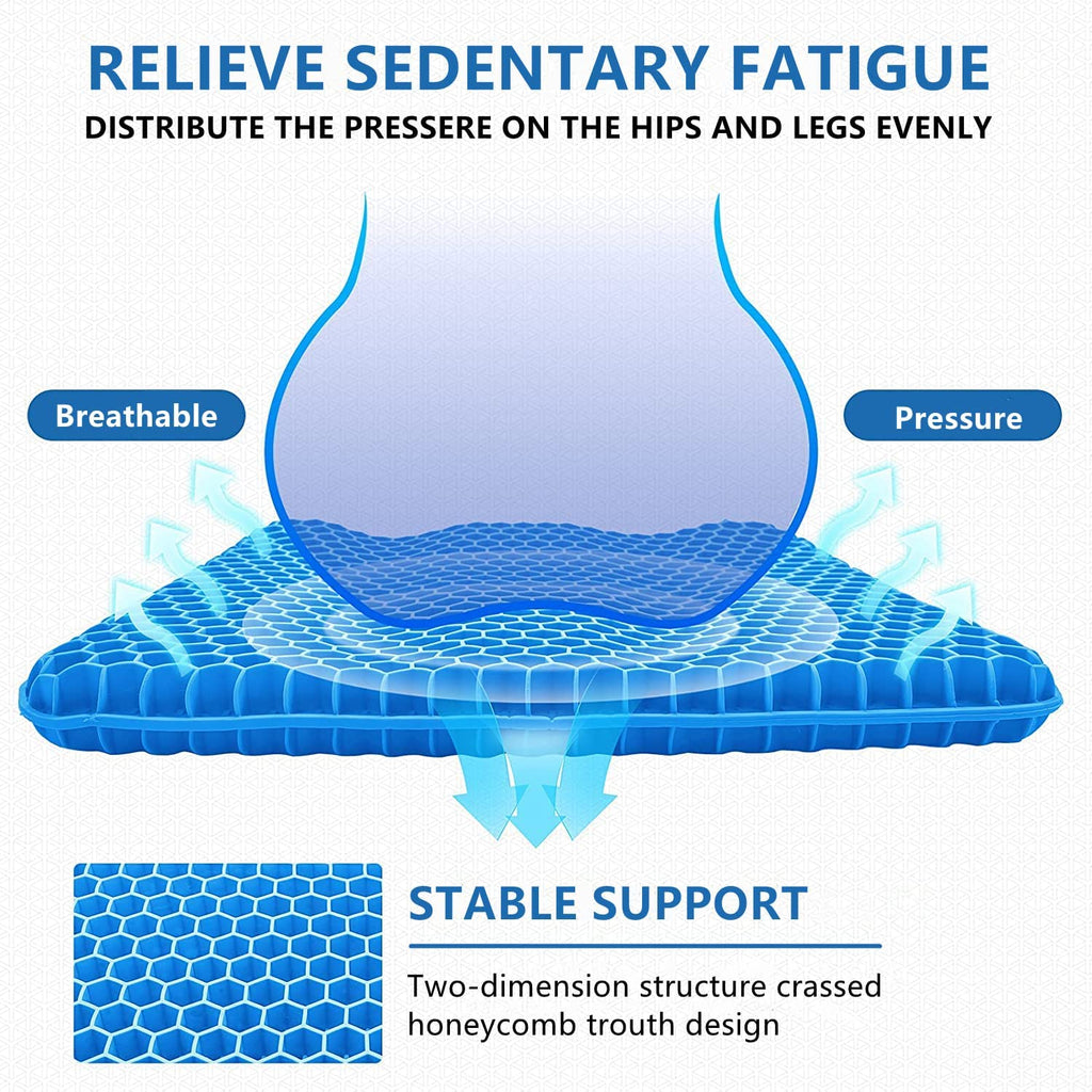 XSIUYU Extra-Large Gel Seat Cushion, Breathable Honeycomb Design Chair Cushions, Tailbone Pain Relief Egg Seat Cushion Butt Pillow, Chair Cushion for Office Chair Car Wheelchair Home Desk Chair