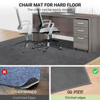 QQpony 63"x51" Office Chair Mat for Hardwood Floor, Flannel Fabric Desk Rug for Hard Surface, Protector Floor Mat for Home Office (Grey)