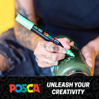 posca Paint Markers, 3M Fine Point Acrylic Paint Pens with Reversible Tips, Art Supplies For Gifts, Decorations, Fabric, Metal, Glass, Wood and Canvas, Set of 24