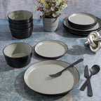 Gibson Soho Lounge Sofia Coupe Stoneware Dinnerware Set, Service for 4 (12pcs), Grey