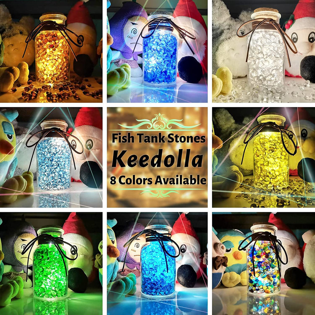 Keedolla 3 LB Glass Fish Tank Gravel Aquarium Fish Tank Stones, Betta Fish Bowl Rocks Gems Marbles Pebbles Gravel for Aquarium, Fish Tank, Vase Fillers, Succulent Plants Decor - Rainbow