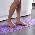 Webos Bath Shower Mat Non Slip: Extra Large Pebble Bathtub mat for Kids, Elderly, Anti Slip Shower Matt with Drain Holes Suction Cups Tub Mat - 16 X 40 Inch Clear Purple
