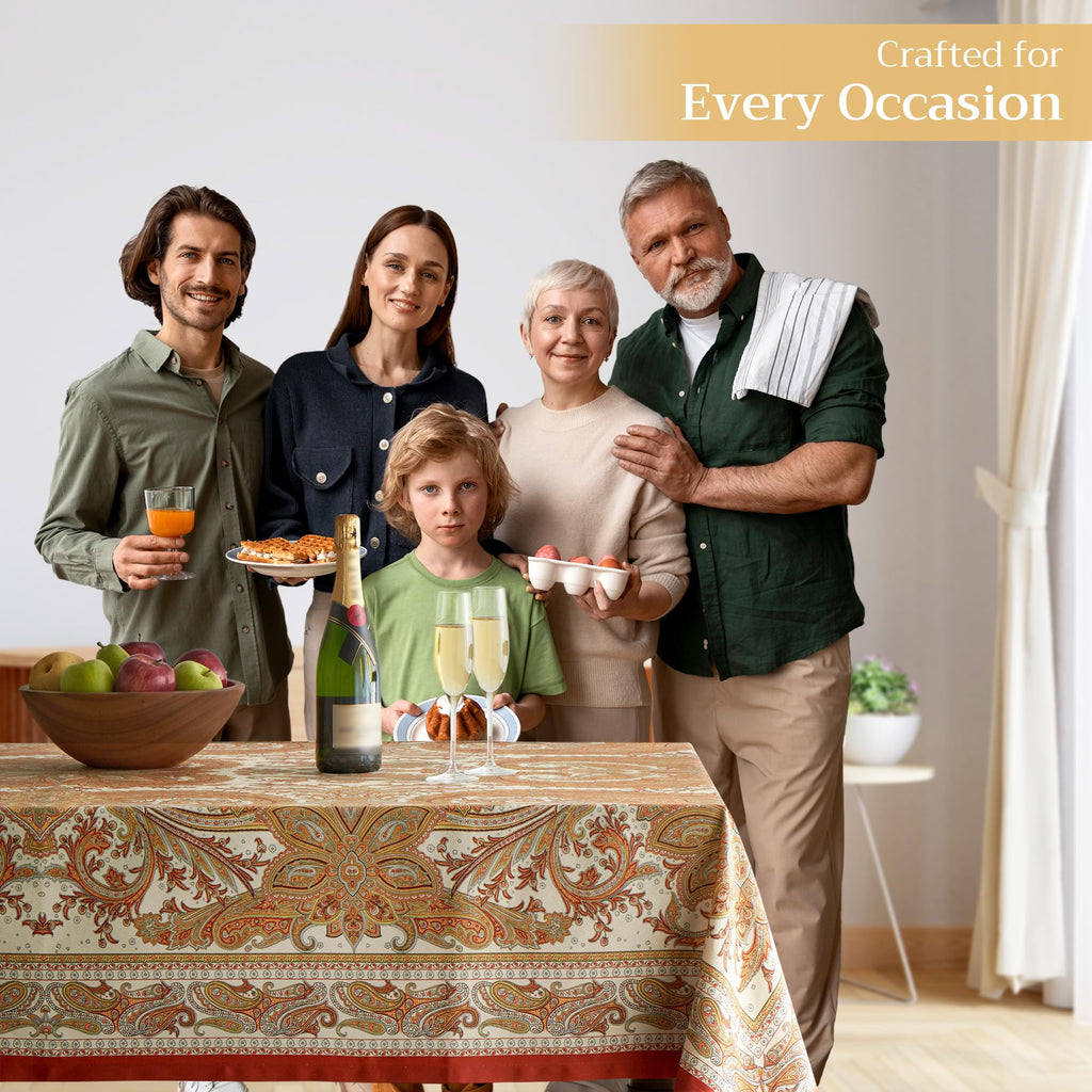 Maison d' Hermine 100% Cotton Table Cover - 60"x120" Rectangle Decorative Tablecloth - Washable Tablecloths for Dining, Home & Party - for Thanksgiving & Christmas - Kashmir Paisley Collection