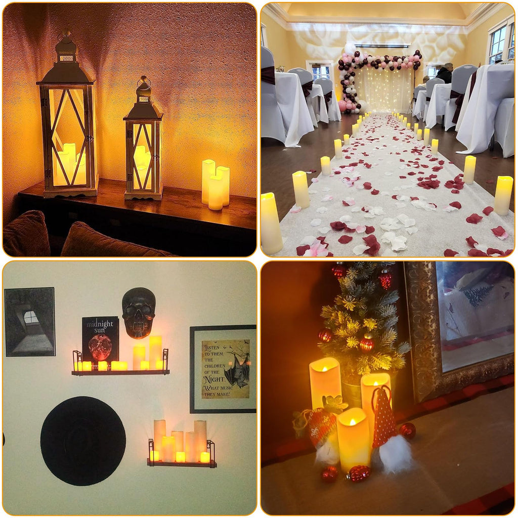 Enido 12 Pc LED Candles Flickering Flameless Candles with Remote & Timer for Romantic Ambiance, Home Decor Mood Lighting Cozy Fall Decor Battery Operated Candles, Outdoor Waterproof