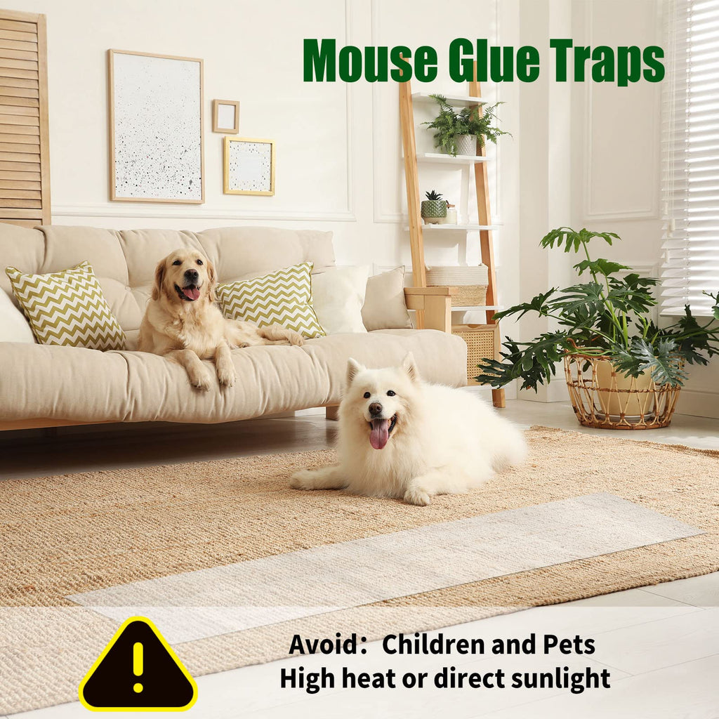 Qualirey Sticky 47 Inch Ultra Large Mouse Trap Mouse Glue Traps Sticky Rat Trap That Work for Trapping Rats Roaches Rodents Heavy Duty Pre Baited Mats Indoor Outdoor Catch Pest Trap (Clear, 8 Pcs)