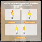 Hompavo Upgraded LED Flame Light Bulbs, 3 Modes Flickering Light Bulbs, E26 Chandelier Base Candle Fire Light Bulb for Halloween Christmas Party Porch Indoor & Outdoor Home Decoration - 6 Pack
