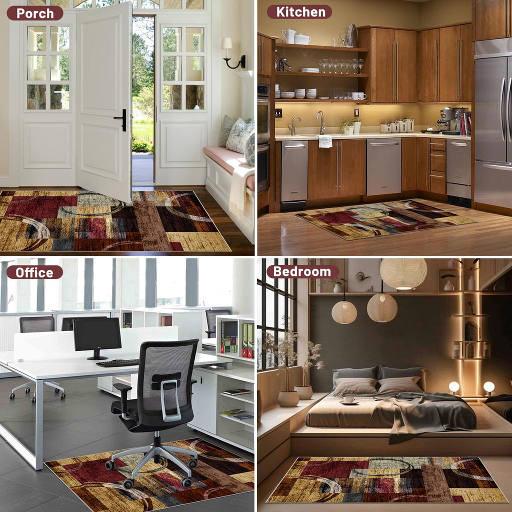 Office Chair Mat for Hardwood Floor&Tile Floor,36"X 48" Heavy Duty Desk Chair Mat for Hard Floors,Under Desk Rug for Rolling Computer Chair,Anti Slip,Low Pile Carpet Floor-Geo Multi