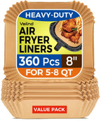 360 Pcs Air Fryer Liners Disposable, 8" Square Air Fryer Paper Liners, Unbleached Parchment Paper for Air Fryer Basket, Non-Stick & Leakproof Baking Liner for Microwave Oven Pan