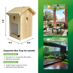 Carpenter Bee Traps for Outside, Piched Roof Nature Hanging Wood Boring Bee Trap for Outdoor Insect Trap (1 PCS)