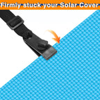 24 Pcs Pool Solar Cover Reel Attachment Kit, Solar Cover Reel Blanket Straps and Clips for Universal Inground Swimming Pool - Including 8 Adhesive Nylon Straps & Tabs, 8 Cord Plates, 8 Buckles