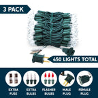 Joiedomi Clear Christmas Lights Outdoor,450(3x150) Count Christmas Tree Lights,116.1FT Warm White String Lights with Green Wire,Xmas Decorations for Indoor Party House Garden Yard Home