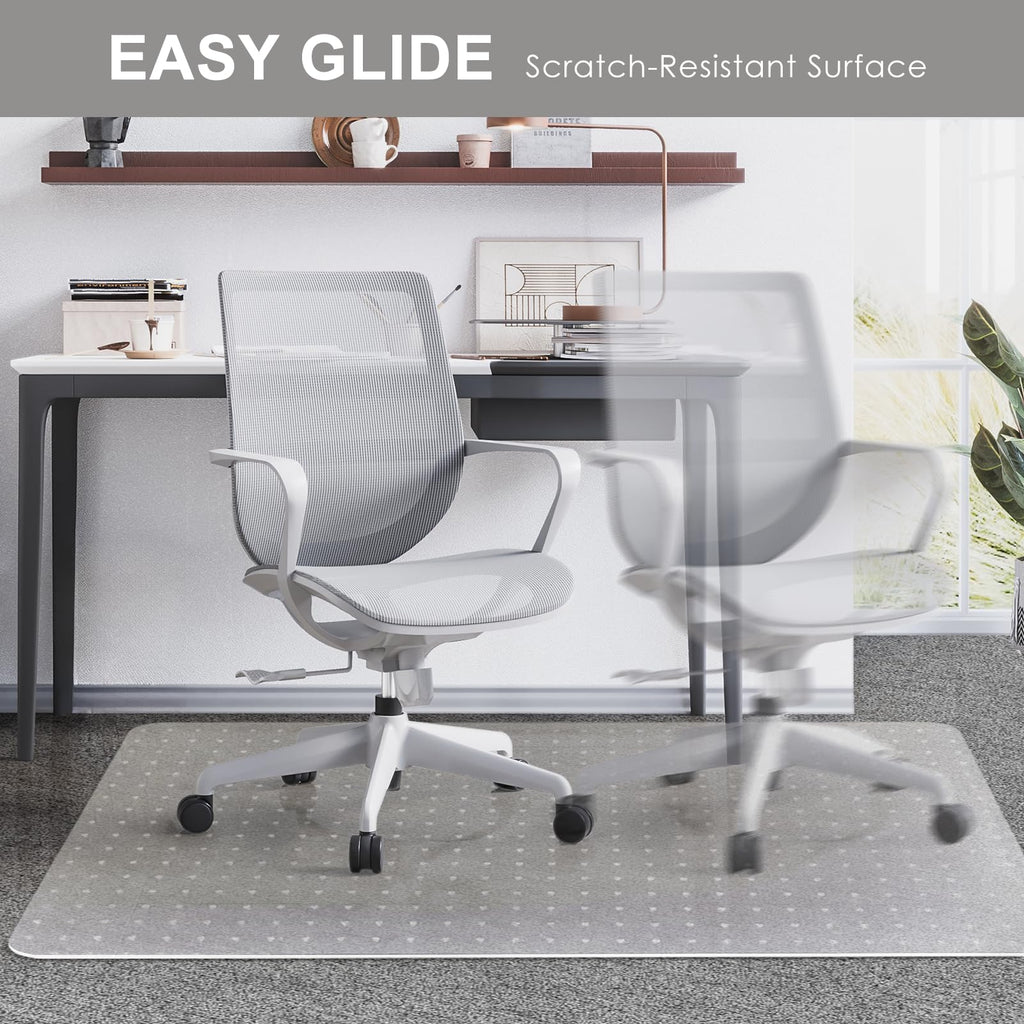 Vicwe Office Chair Mat for Carpet, 32" X 55" Heavy Duty Desk Chair Mat for Carpeted Floors, Easy Glide Rolling Plastic Floor Mat, Ship Flat,Easy to Clean with Lip