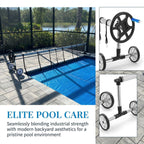 Nollapo 18FT Aluminum Solar Pool Cover Reel System – Adjustable In-Ground Swimming Pool Cover Roller, Easy-Crank Handle, Rust-Resistant Tube, Fits 6–18 ft Wide Pools