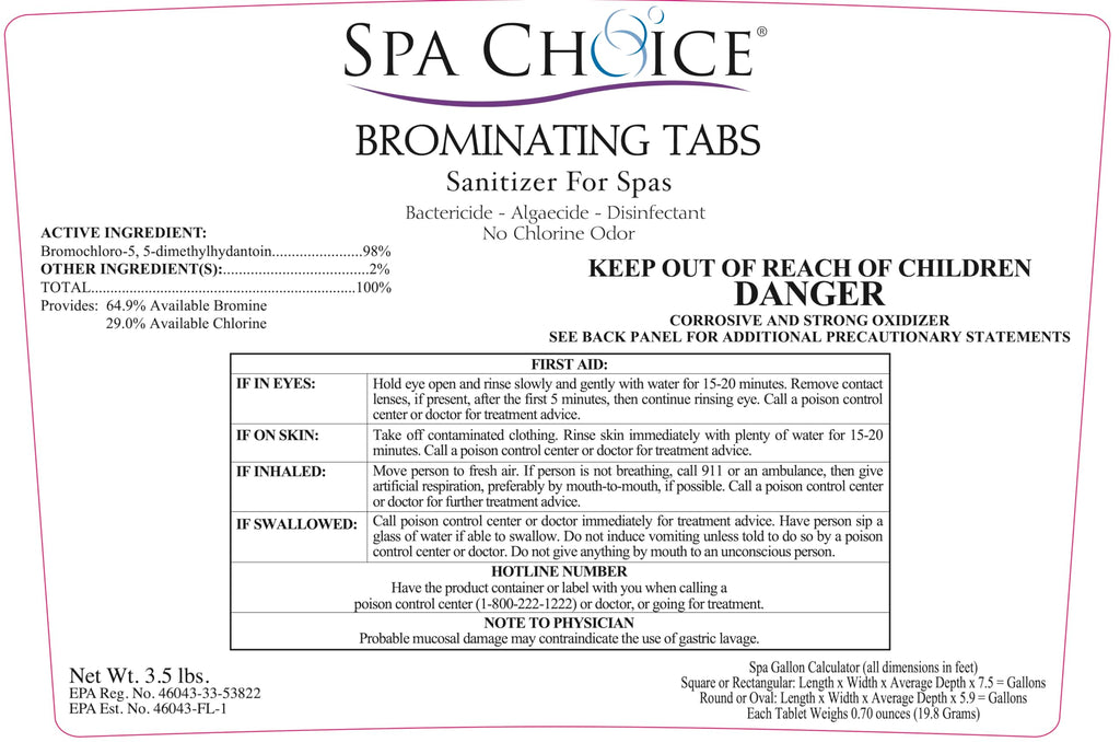 SpaChoice 3.5-Pounds Premium Brominating Tabs Sanitizer for Spas, Bromine Tablets for Spa Hot Tub, Made in USA