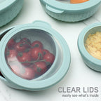 COOK WITH COLOR Prep Bowls with Lids- Wide and Deep Nesting Plastic Small Mixing Bowl Set with Lids, 8 Piece Set - Wide Bowls, Speckled Mint