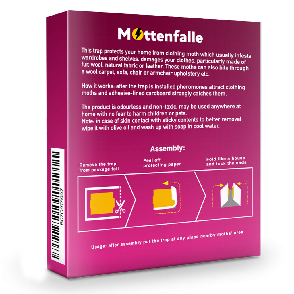 Mottenfalle Clothes Moth Traps 6-Pack - Prime Safe Non-Toxic Eco-Friendly Indoor Moth Traps with Pheromones Sticky Adhesive Tool for Wool Closet Carpet (Stand-Up, Red)