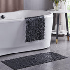 Webos Bath Shower Mat Non Slip: Extra Large Pebble Bathtub mat for Kids, Elderly, Anti Slip Shower Matt with Drain Holes Suction Cups Tub Mat - 16 X 40 Inch Black