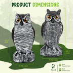 TRAYDER 2 Pack Fake Owl Decoys Large, 10.7" Outdoor Decorations Anti Bird Repellent Owls for Garden Deterrent, Scarecrow Horned Owl Statue Decoy to Scare Birds Away, Suit Backyard, Patio Decor