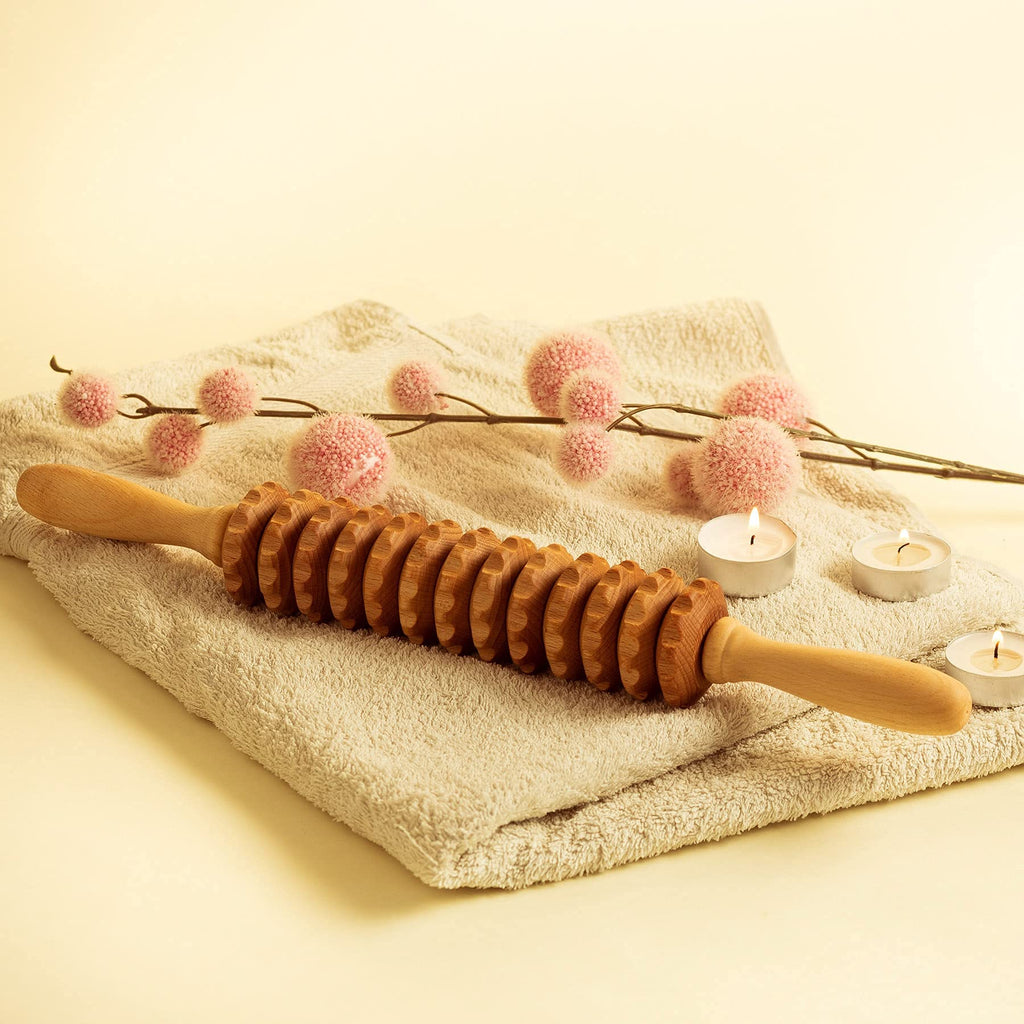 Mr. Woodware Wood Roller Massager for Body - 15.6 inch Lymphatic Drainage Manual Massage Tools for Sculpting, Muscle Shaping, Celulite Remover - Wooden Massage Tool for Manual Maderotherapy