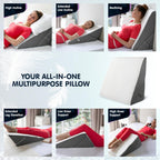 Adjustable Bed Wedge Pillow for Sleeping - Wedge Pillow for Sleep Apnea, Gerd, Acid Reflux Relief, Post Surgery - Foam Wedge Pillow for Back Pain Relief, Sleep Apnea Pillow Wedge or for Seniors