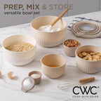 COOK WITH COLOR Prep Bowls with Lids- Wide and Deep Nesting Plastic Small Mixing Bowl Set with Lids, 12 Piece Set - Deep Bowls, Brown