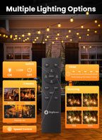 Brightown 58FT 26LED Solar String Lights Outdoor with Remote & USB Port, Shatterproof Bulbs, Dimmable & Timable, 3 Modes, Patio Lights Solar Powered with Mount Clips for Camping Backyard Garden Decor