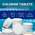 Pool Shark Swimming Pool Chlorine Tablets - 3-Inch Chlorine Tablets - Slow-Dissolving 90% Active Chlorine Tabs - Pool Chemicals for Inground Pools, Above Ground Pools, Saltwater, Spa, Hot Tub (10 lbs)