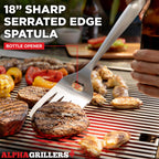 Alpha Grillers Grilling Accessories - BBQ Accessories Grill Set with Spatula, Fork, Brush & Tongs - Outdoor Barbecue Utensils Fathers Day Gift for Dad Husband Men Him Boyfriend
