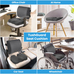 TushGuard Back&Seat Cushion, Car Seat Office Chair Cushions, Sciatica & Back Coccyx Tailbone Discomfort Easing Chair Pad, Memory Foam Lumbar Support Pillow for Desk, Wheelchair, Driving (Grey)