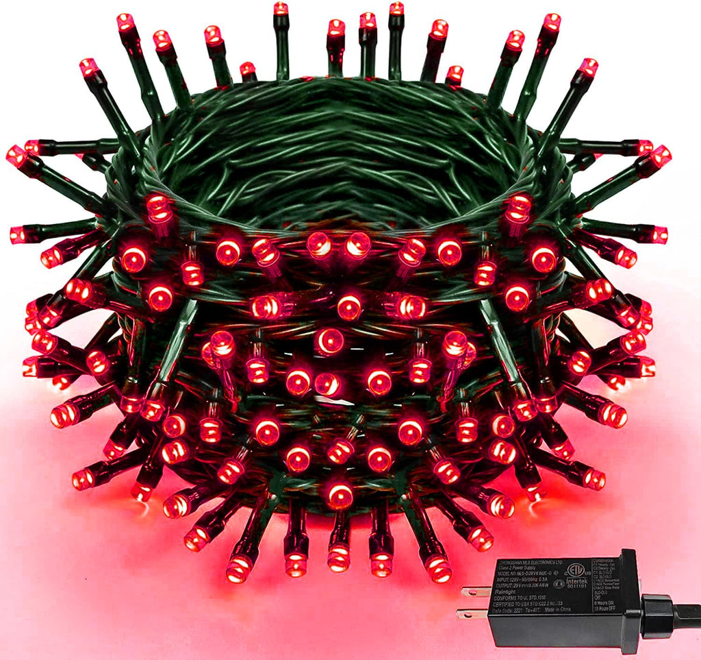 Upgraded 82FT 200 LED Red Christmas Lights Outdoor & Indoor, Memory Function & Timer & 8 Modes, Extendable Green Wire Waterproof Lights for Christmas Tree Party Wedding Home Garden Decorations (Red)
