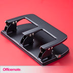 Officemate 3-Hole Punch, Medium Duty, 30-Sheet Capacity, Ergonomic Handles, Adjustable Paper Guide, Durable Metal Base, Black