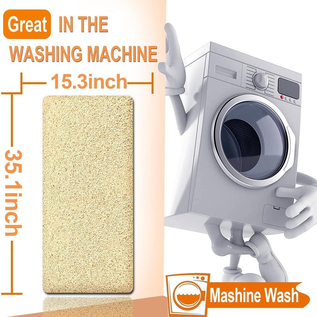 Shower Mats Non Slip,16x35.6'' Long Bathtub Mat Non Slip for Bathroom Tub,Shower Mats for Showers Anti Slip for Elderly,Loofah Anti Slip Shower Matt,Shower Stall Mat for Inside Shower-Beige