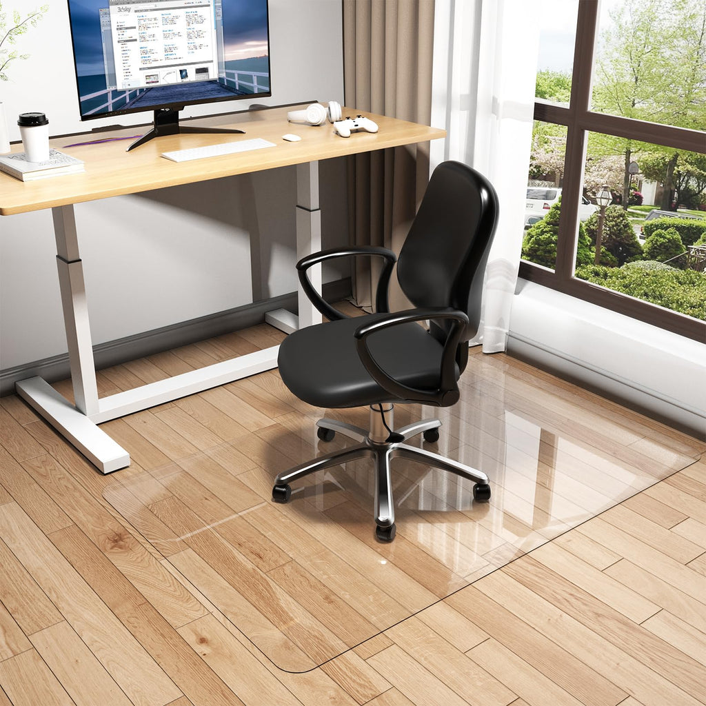 Warmstar Clear Office Chair Mat for Hardwood Floor,30"x48" Plastic Floor Mat Clear Rolling Mat for Office Chair No Curling,Heavy Duty Clear Desk Chair Mat Wood Tile Floor Mat for Office & Home