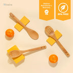 Riveira Bamboo Wooden Spoons for Cooking 6-Piece, Apartment Essentials Wood Spatula Spoon Nonstick Kitchen Utensil Set Premium Quality Housewarming Gifts for Everyday Use