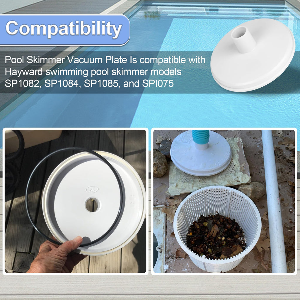SP1106 Pool Skimmer Vacuum Plate Compatible with Hayward Swimming Pools Skimmers SP1082 1084 1085 1075, Pool Vacuum Skimmer Adapter Cover for Skim Vac Plate In-Ground Pools Skimmers Replacement Parts
