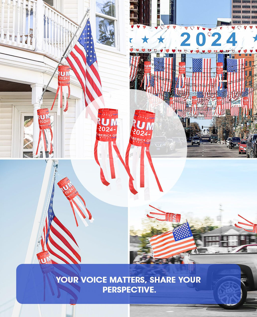2-Pack Trump Windsocks - Versatile Decor for Outdoor and Indoor Use, Waterproof and UV Resistant, Total Length 40 Inches