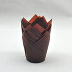 QLSmypkg Large Muffin Greaseproof paper Baking cupcake cups, 2-1/4" x 4" Chocolate Brown Tulip Baking Cup Case of 125 pcs (125, Large)