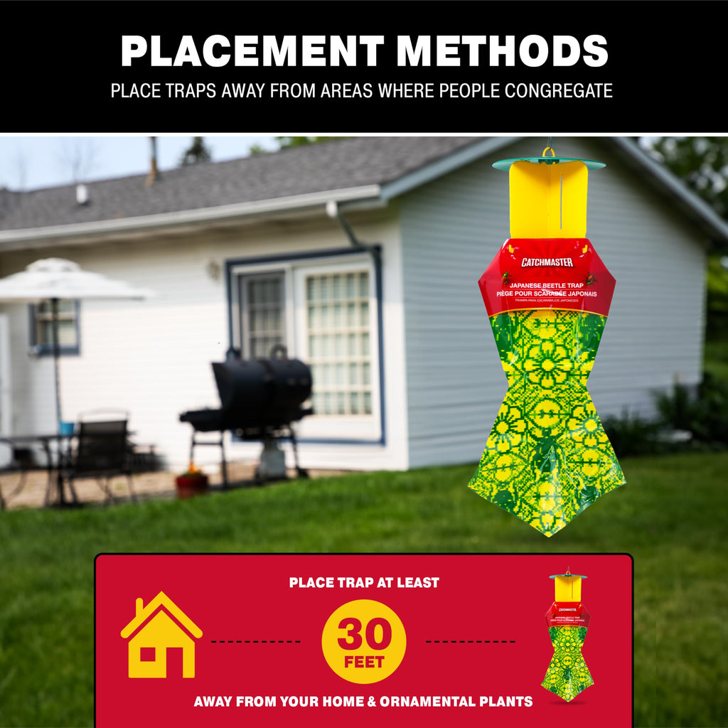 Catchmaster Japanese Beetle Traps Outdoor 6PK, Flying Insect Trap Bag with Lid & Dual Pheromone Food Lure, Hanging Bug Catcher Pest Control for Backyard & Garden, Plants, Trees, Vegetables & Flowers