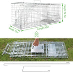2023 Upgraded Reinforced Animal Traps,Rabbit Traps,33in Live Animal Cage for Squirrels,Stray Cats Trap, Live Traps for Raccoons, Stainless Steel Foldable with Pedal Triggers(33x12x13inch)
