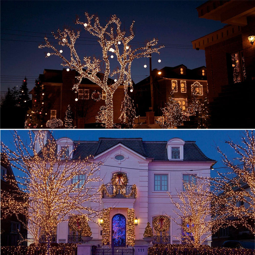 4-Pack 160FT 400 LED Solar String Lights for Outside, Solar Christmas Lights Outdoor with 8 Modes, Twinkle Solar Fairy Lights for Tree Christmas Wedding Party Decorations Garden Patio (Warm White)