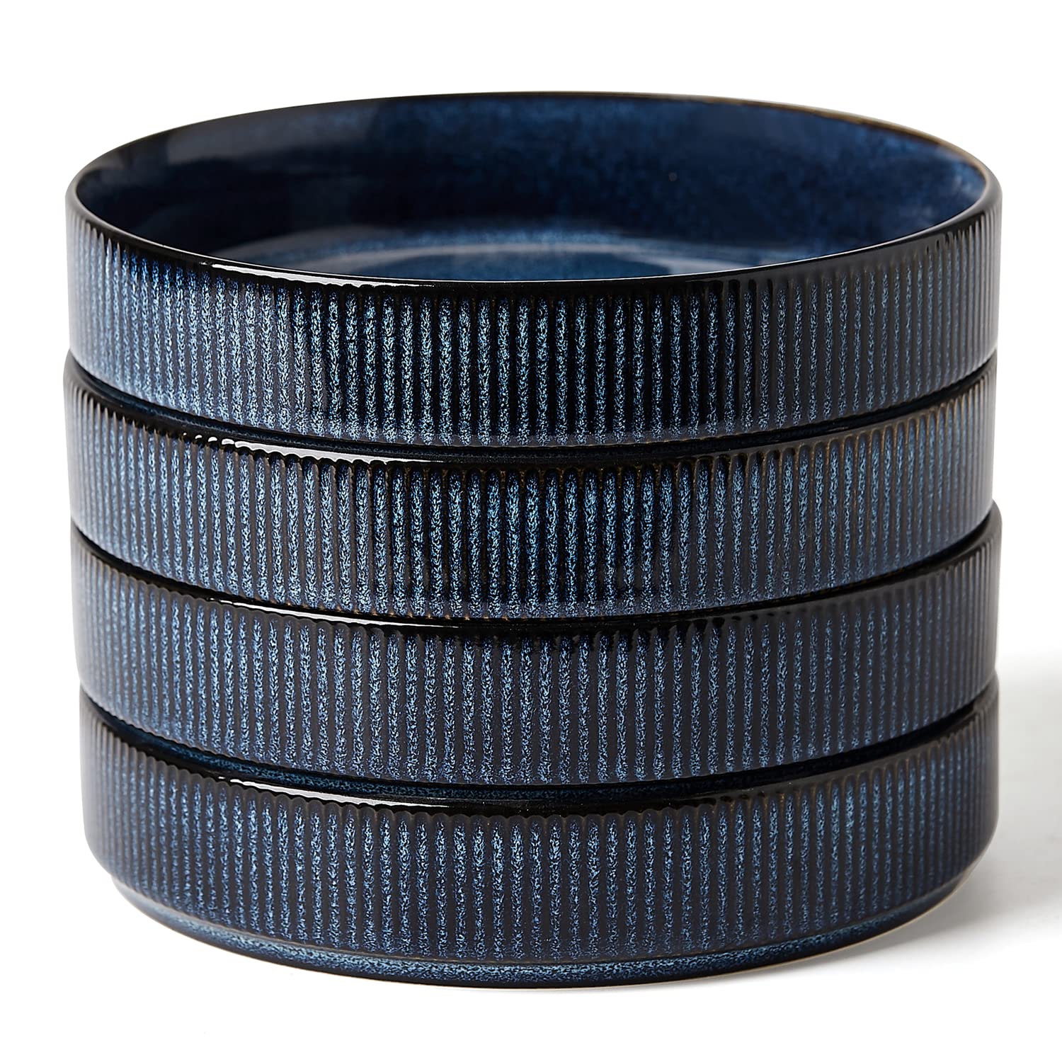 famiware Star 7.5" Pasta Bowls Set, Salad Bowl Set of 4, Double Reactive Glaze, Stackable, Perfect for Your Friend for Housewarming, Thanksgiving, Christmas, Nebulas Blue