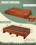 3.5"/6" Heightable Wooden Outdoor Step, 100% Heartwood Step Stools for Adults with 4 Additional Legs & Anti-Slip Traction Tape, One Step Stool for Elderly, Adults, Kids(30" L X 16" W X 3.5/6" H)