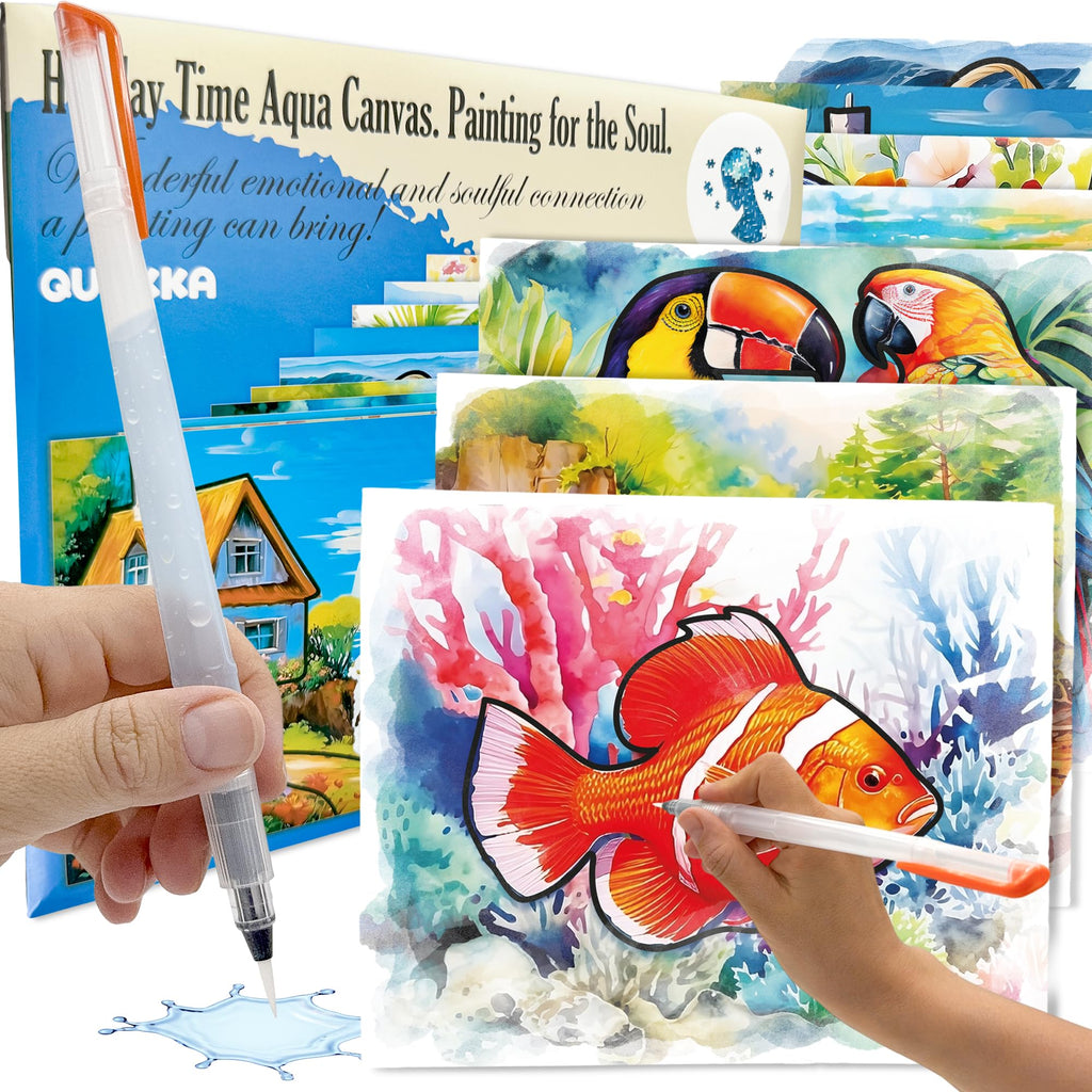QUOKKA 10PACK Water Painting Dementia Activities for Seniors - Tropics Vacation Memories - Alzheimers Products for Elderly - Activities for People with Dementia - Crafts for Seniors