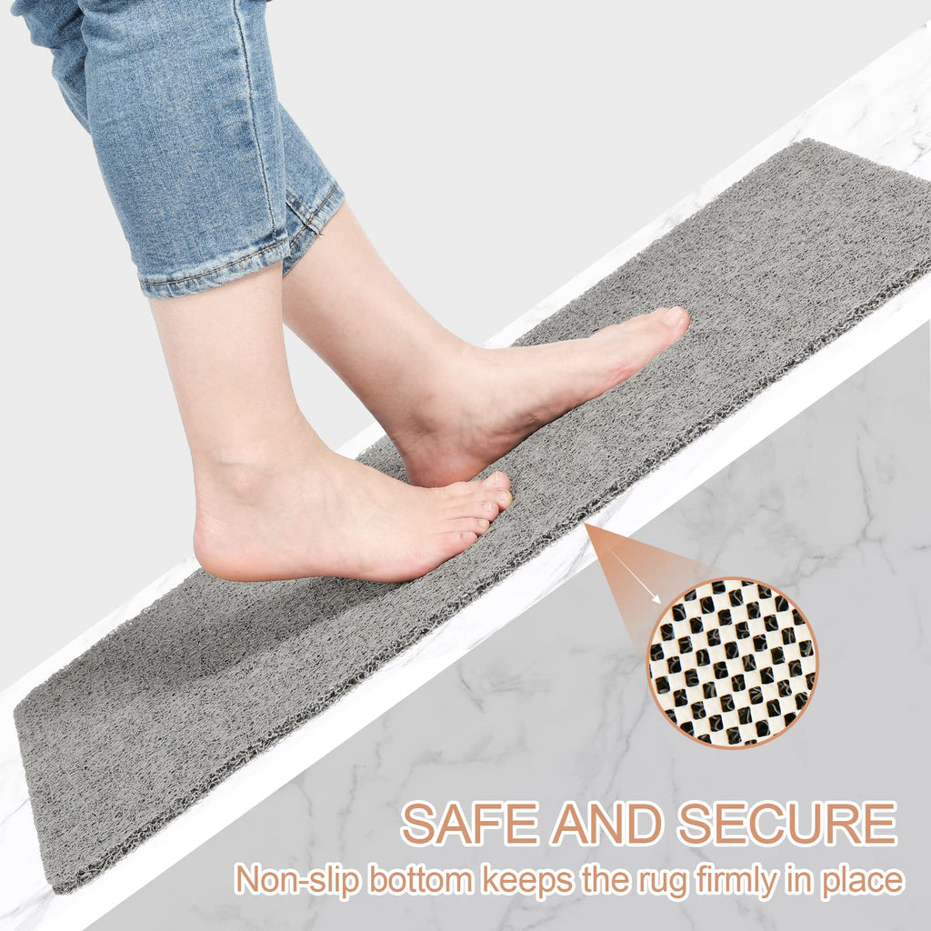 Joyhalo Shower Mats for Showers Anti Slip for Elderly, 17'' x 24'' Non Slip Bath Mat for Inside Shower, Bath Tub Mats for Bathroom Non Slip for Shower, PVC Loofah Bathroom Mats, Grey