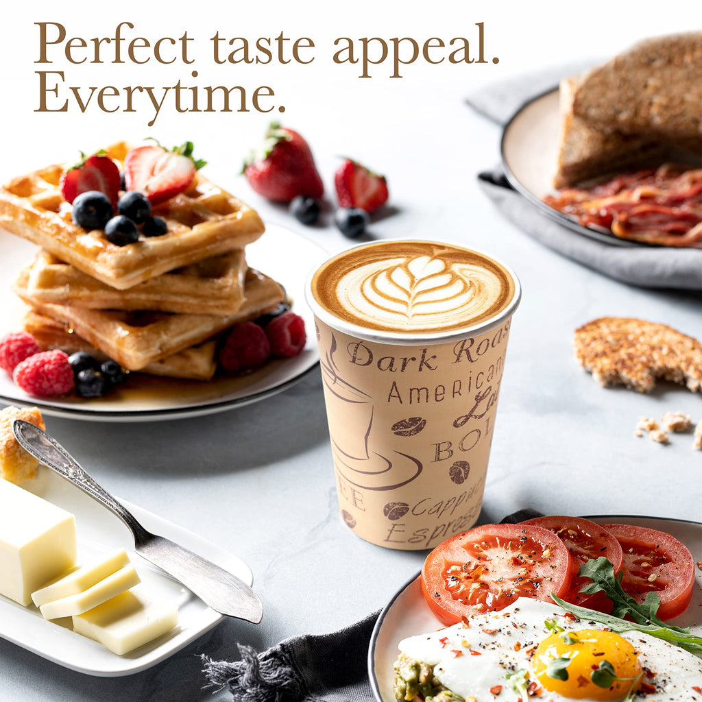 Disposable Coffee Cups with Lids 12 oz (100 Pack) - To Go Paper Coffee Cups for Hot & Cold Beverages, Coffee, Tea, Hot Chocolate, Water, Juice - Eco Friendly