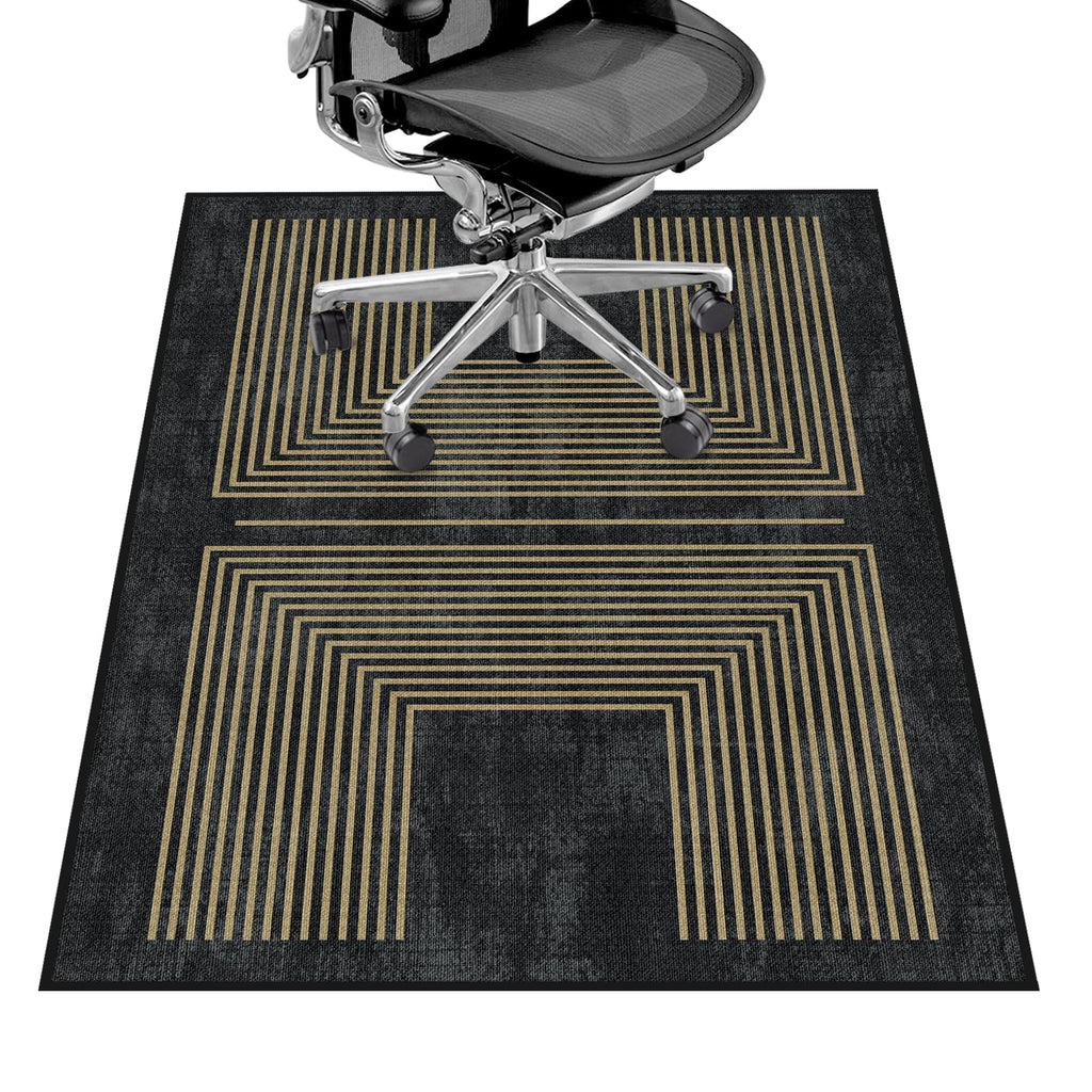 Office Chair Mat for Hardwood Floor&Tile Floor,36"X 48" Heavy Duty Desk Chair Mat for Hard Floors,Under Desk Rug for Rolling Computer Chair,Anti Slip,Low Pile Carpet Floor-Geo Black