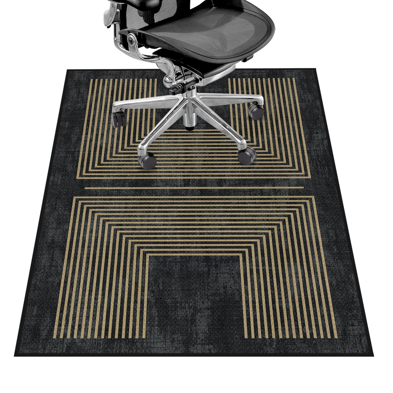 Office Chair Mat for Hardwood Floor&Tile Floor,36"X 48" Heavy Duty Desk Chair Mat for Hard Floors,Under Desk Rug for Rolling Computer Chair,Anti Slip,Low Pile Carpet Floor-Geo Black